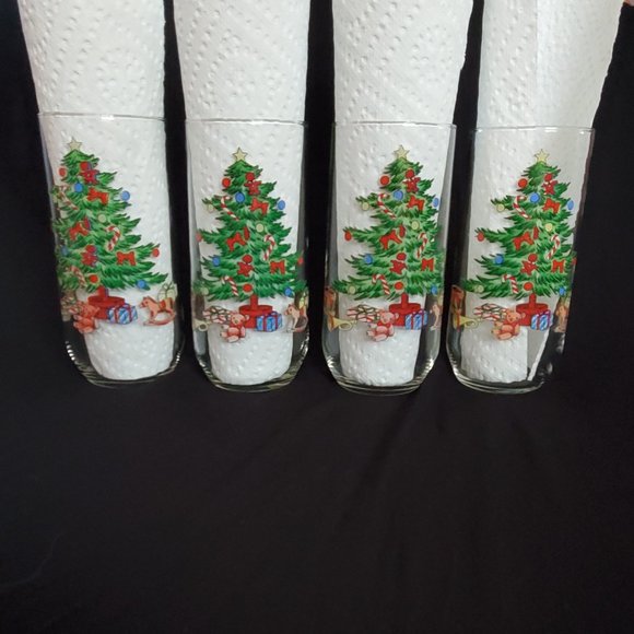 Luminarc Noel Tumbler Glasses 1992 Set of 4 - Picture 3 of 6